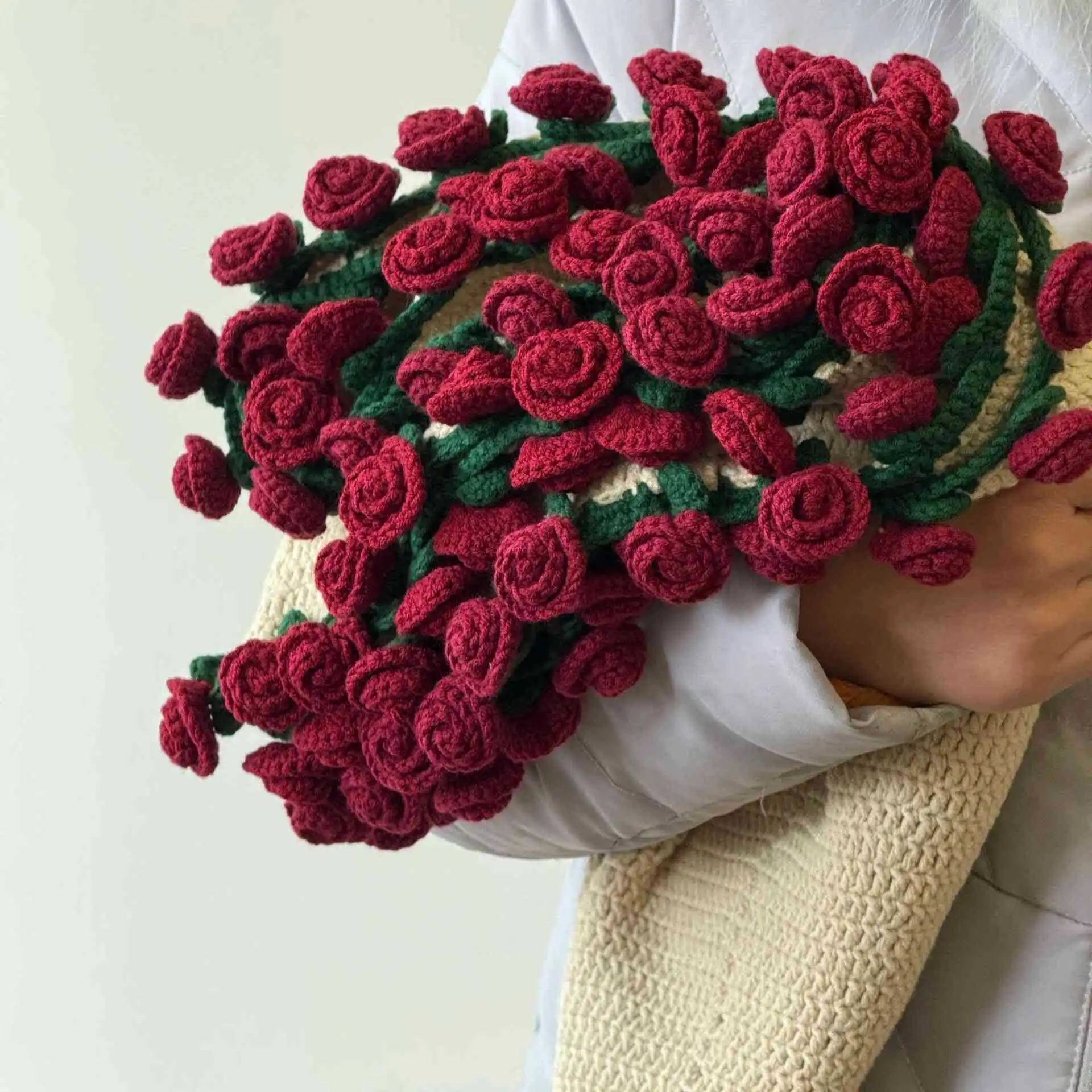 Baby Rose Bouquet Blanket Handmade Pack Crocheted Blanket Change Bouquet Creative Snap Quilt Swaddle Cover Fdinghui LuckyBabyFans Official Store