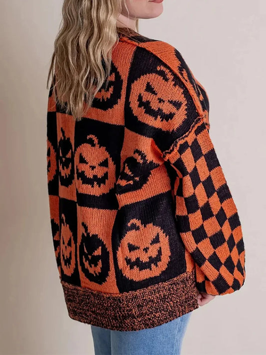 Halloween Knitted Sweaters Women 2025 Autumn Gothic Pumpkin Print Streetwear Harajuku Winter Warm Loose Fashion Casual Pullovers
