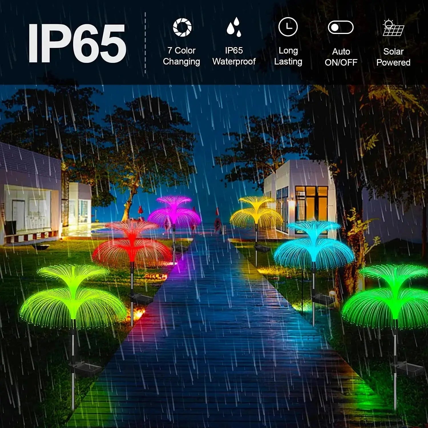 1-10pcs 7Color Changing Outdoor Lamp Solar Jellyfish Lights Waterproof