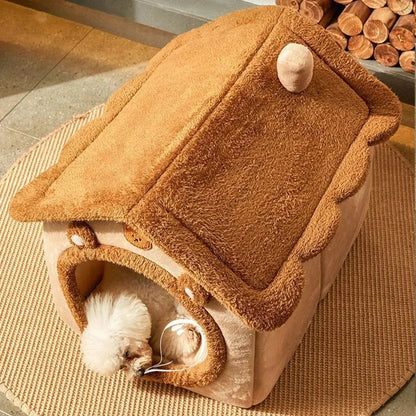 Cartoon House Pet Bed – Arctic Fleece & Plush, Removable & Washable, Ideal for Cats & Small Dogs Shop1103328158 Store