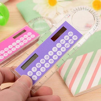Solar Ruler Calculator with Magnifier Transparent Pocket Mini Calculator Stationery Math Toys School Electronics Calculator Shop1100073022 Store