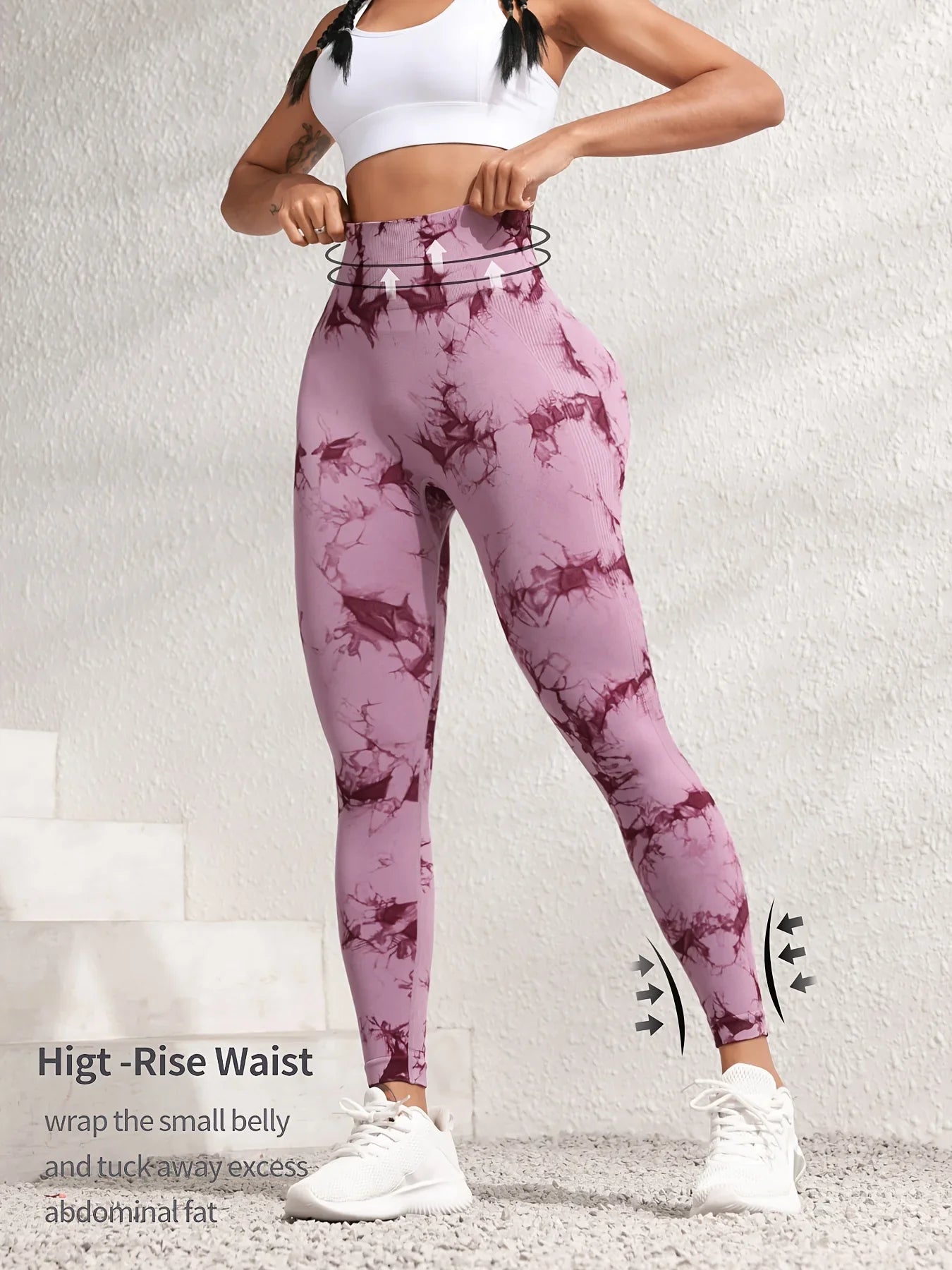 Leggings de gimnasio sin costuras para levantar la cadera, pantalones de yoga tie-dye, mallas de ejercicio para mujer, pantalones de entrenamiento de cintura alta con control de abdomen