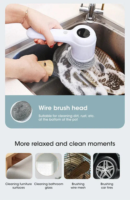 Electric Spin Scrubber, Bathroom Cordless Cleaning Brush Power Scrubber with 5 Replaceable Brush Heads, Electric Cleaning Brush Stone's Store