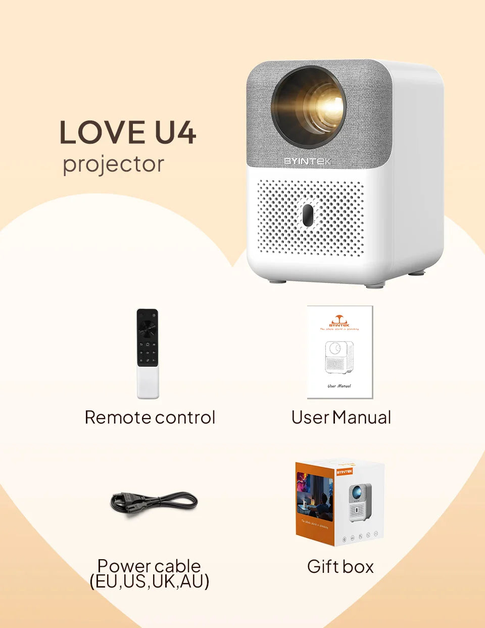 BYINTEK LOVE U4 Smart Mini Home Theater Projector 4K 1080P Video Android WIFI for Smartphone Cinema South Bay Evans General Store