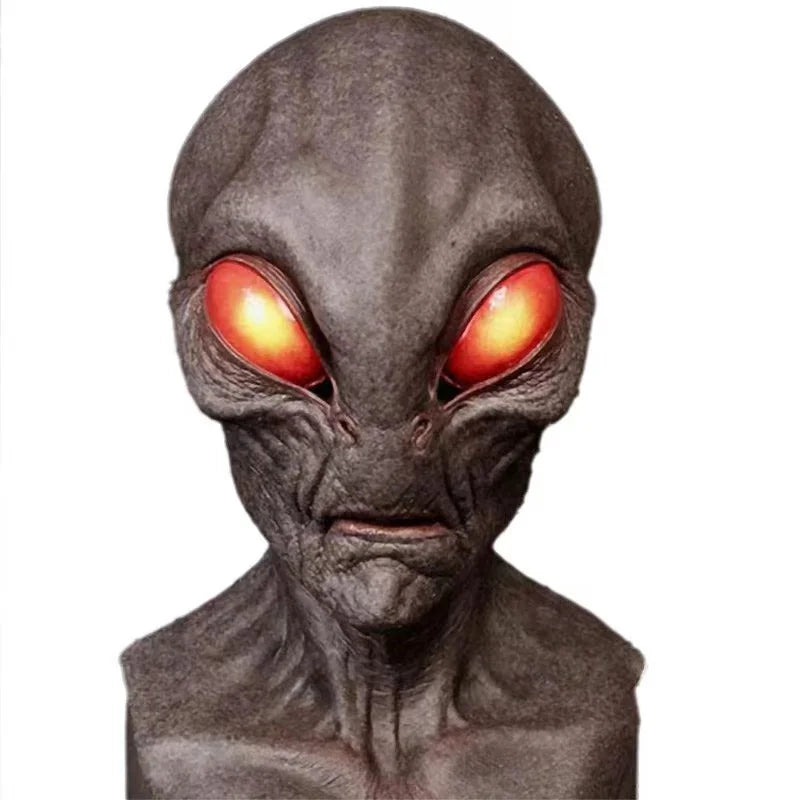 Máscaras de extraterrestre verde OVNI, disfraz de alienígena de terror para fiesta de Halloween, tocado de látex, accesorios divertidos para fiesta de disfraces de terror para adultos