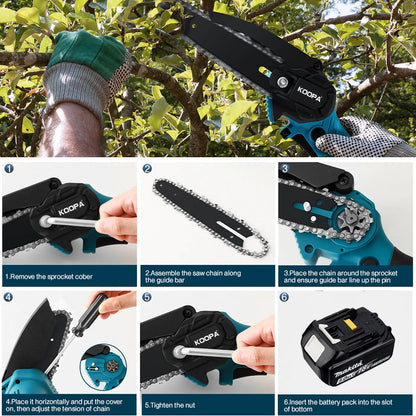 Mini Chainsaw for Makita 18v (No Battery) Woodworking with Small Handheld Electric 6-inch Logging Sawzall Mini Portable Chainsaw KOOPA TOOL Store