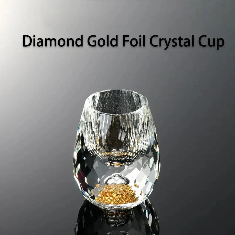 Luxury Crystal Glass Vodka Sake Liqueur Gold Foil Glass Beautifu Store