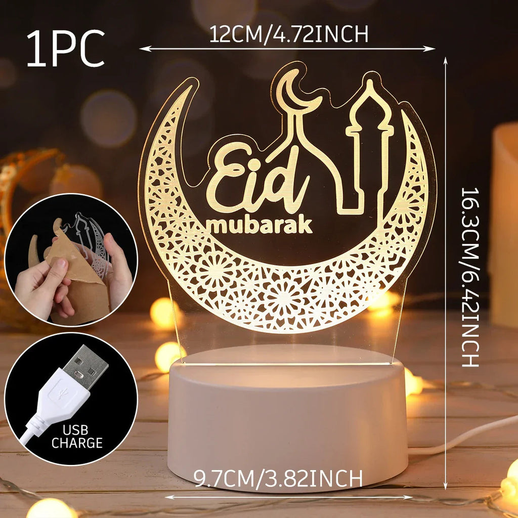 Lampe LED 3D Eid Mubarak Stone's Store