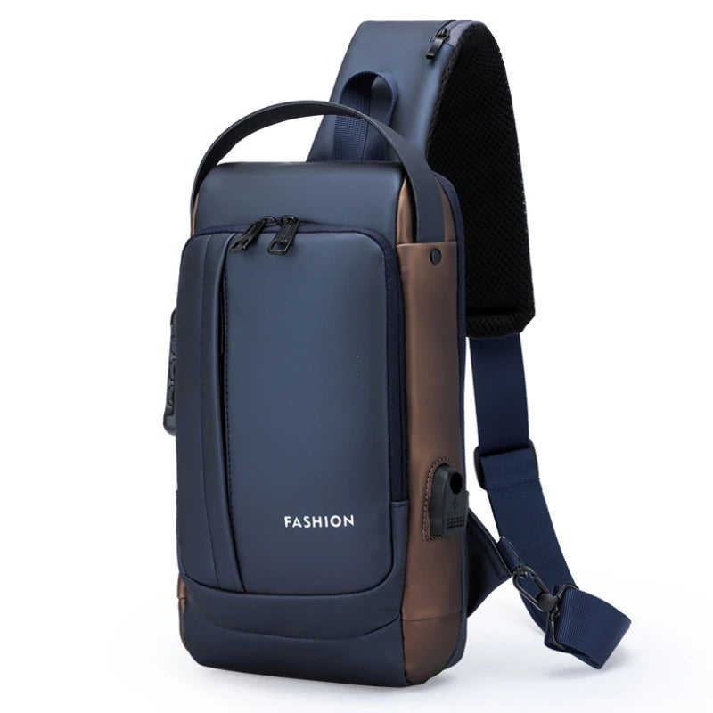 Bolso de pecho antirrobo para hombre, bolsos de hombro con carga USB, bandolera, mochila escolar para viajes cortos, bandoleras tipo bandolera Oxford para hombre