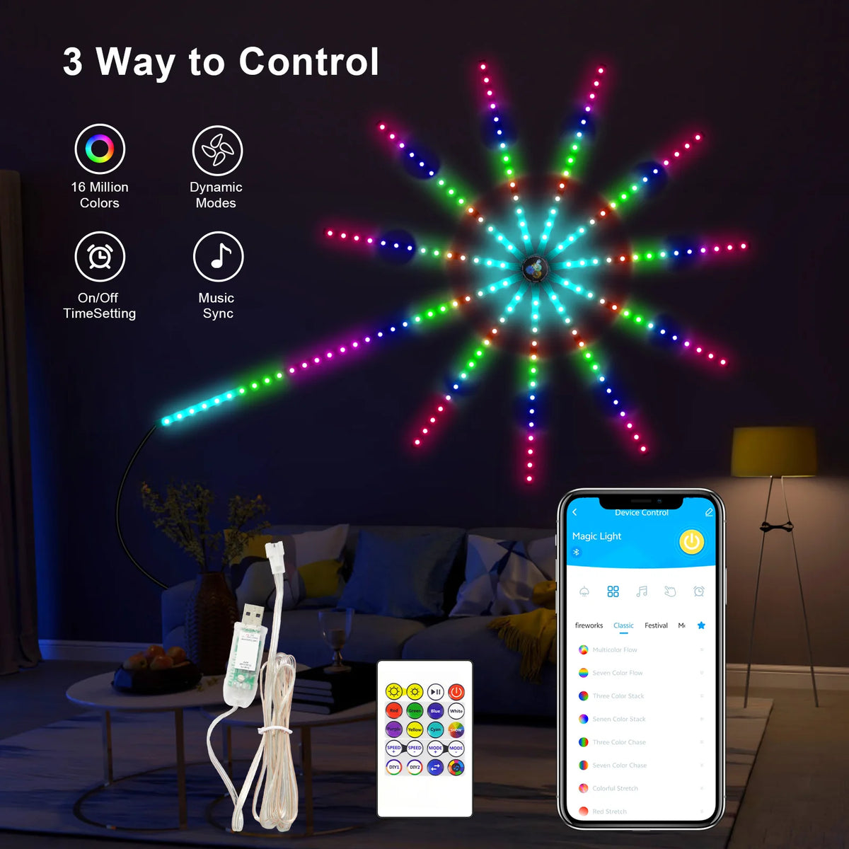 LumiBurst™ – Espectáculo de Luces de Fuegos Artificiales Sincronizado con la Música