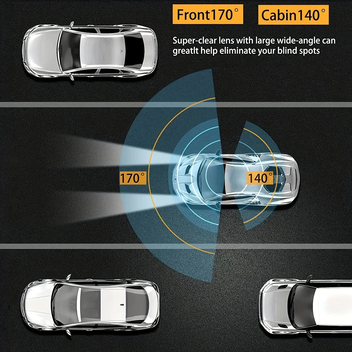 New  Wide Angle 1080P WIFI APP Control Dual Camera Dash Cam (Front & Inside) With IR Night Vision Loop Recording Gmaipop Store