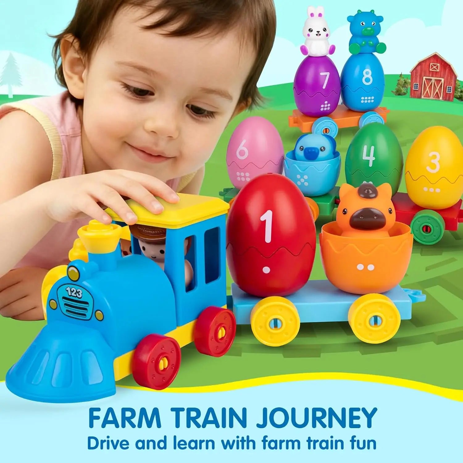 SmartTracks™ Farm Animal Train 🧠🚂 Hands-On Montessori Fun