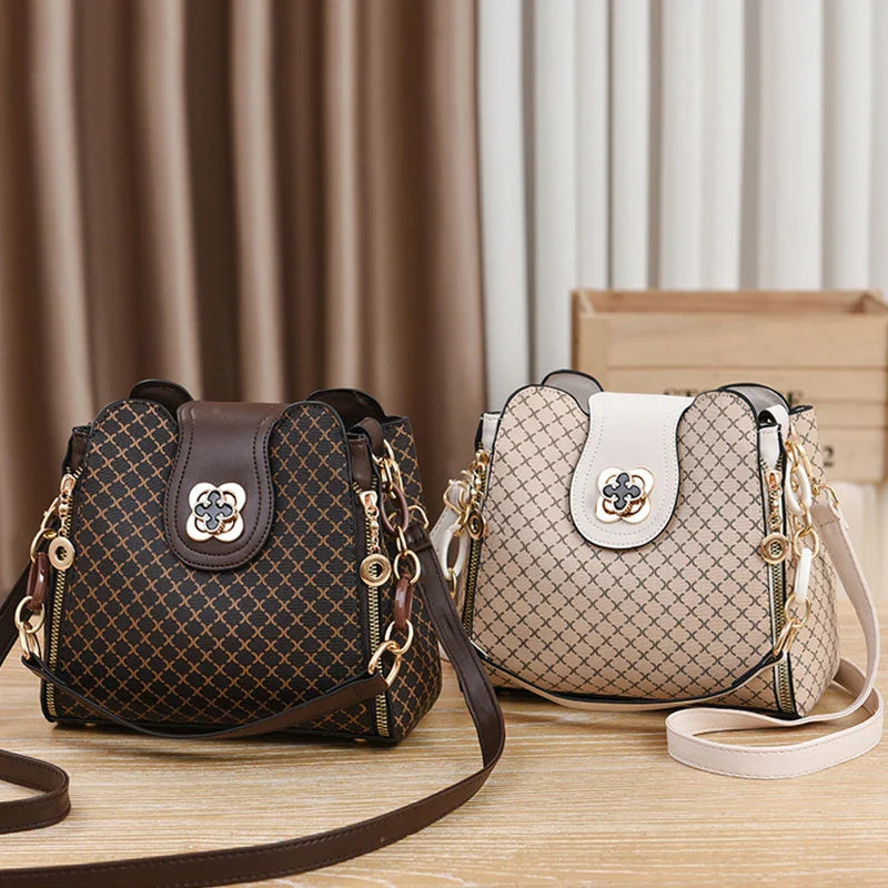 New Women Handbag Bag Luxury Design Bucket Shoulder Crossbody Bag Flip Check Print Large Capacity Single Shoulder Straddle Bag Yogodlns Outlet Store