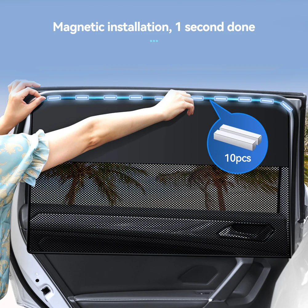 Parasoles magnéticos universales para ventanas de coche, cortinas de doble capa para privacidad en el coche, parasol protector de verano para camping, siestas y dormir.