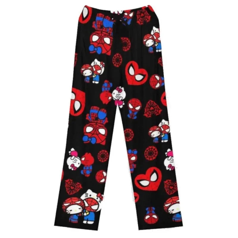 Hello Kitty Spider-man Cotton Loose Ladies Pajama Pants Pyjama Trousers Women Men Cartoon Sleep Bottoms Lounge Wear Girl Sleep Stone's Store