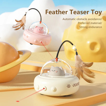Smart UFO Cat Toy: Bell & Feather Fun Small Pet Store