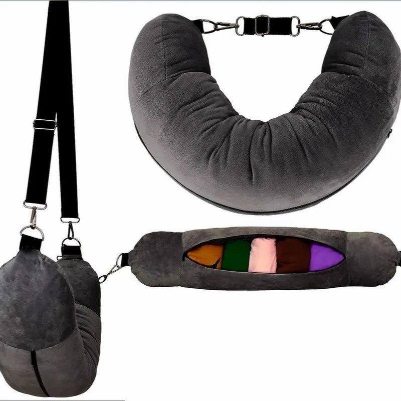 PackPillow™ Almohada de viaje para el cuello ✈️ — Rellena con ropa, ahorra espacio