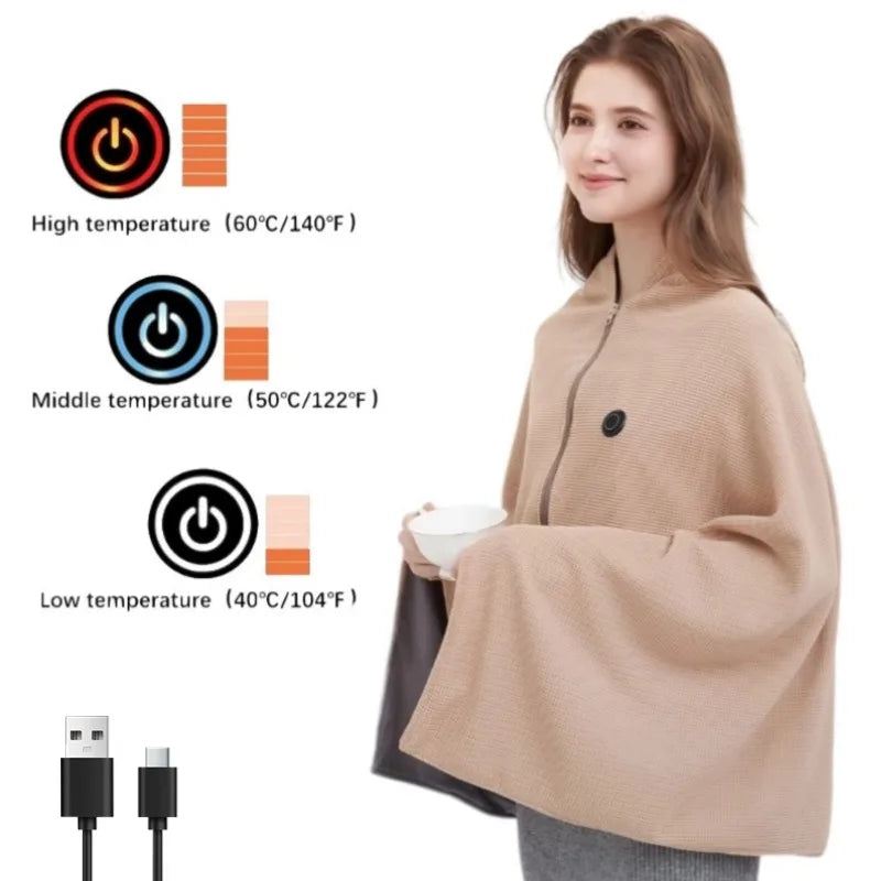 Cozy Comfort: Portable USB Heated Blanket Shawl for On-the-Go Warmth DD-Home Store