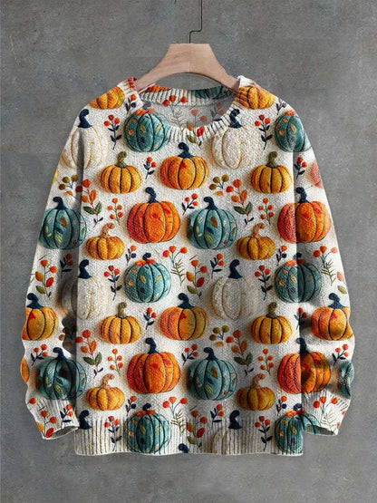 Autumn Winter Digital Printing Halloween Sweater Women Round Neck Party Club Knitwear Tops Casual Street Knit Jumpers Pullover