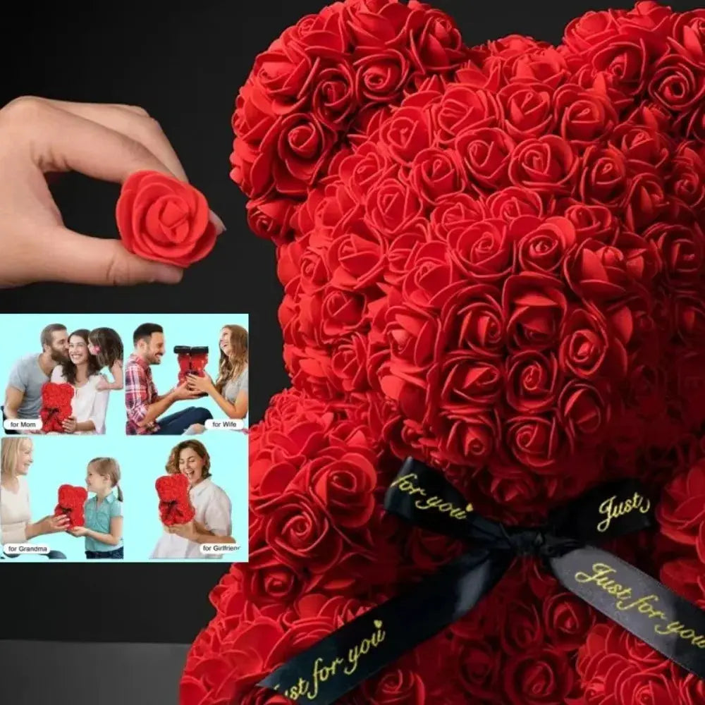 Artificial Flower Eternal Rose Teddy Bear for Mom Mother's Day
