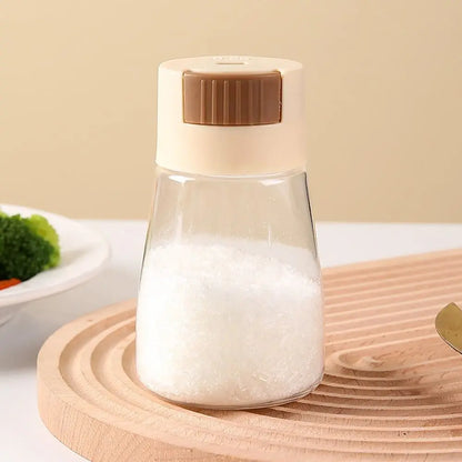 0.5G Quantitative Seasoning Container Dustproof Press Type Seasoning Jar Seasoner Storage Salt Dispenser for Home Kitchen
