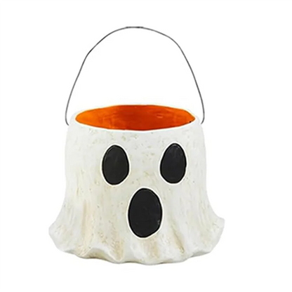 A95G Ghost Bucket Decor, Ghost Planter Pot, Ghost Bucket Vase, Halloween Ghost Bucket, Handmade Halloween Treat Buckets