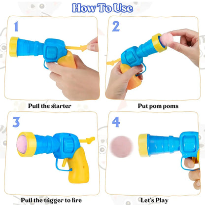 Cat Toy Balls,1 Cat Ball Launcher and 100Pcs 1.2inch Cat Pom Pom Balls