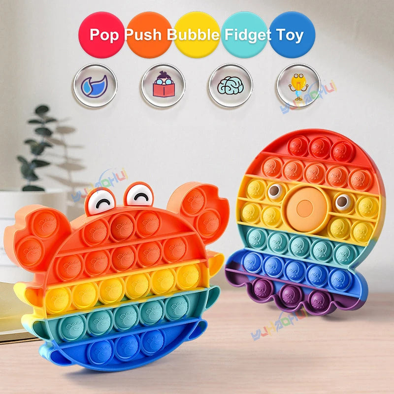 Rainbow Pop Push Bubblle Fidget Anti Stress Relief Toys for Adult Children Special Needs Sensory Toys Interactive Toys for Kids Stone's Store