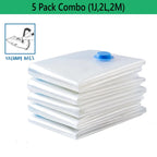 5 Pack Vacuum Storage Bags, Space Saver Bags Compression for Comforters and Blankets, Sealer Clothes Travel Packing Organizer