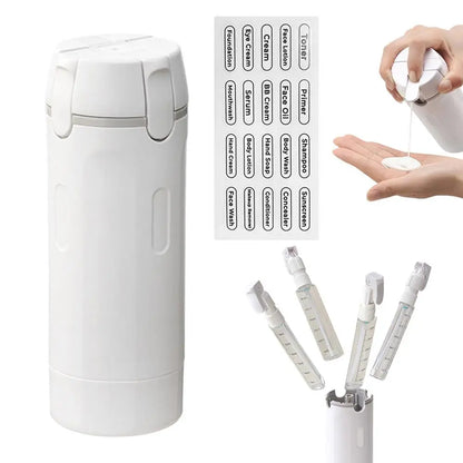 TravelFlow™ 4-in-1 Dispenser ✈️ — One Bottle, Four Essentials