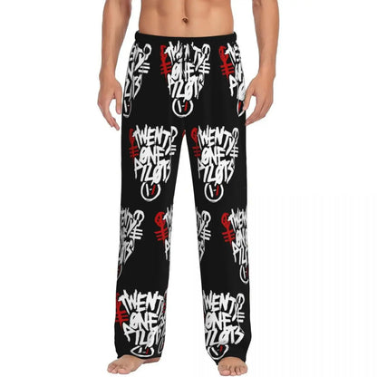 Custom T-Twentys One P-Pilots Rock Logo Hot Pajama Pants Men's Lounge Sleep Stretch Sleepwear Bottoms with Pockets
