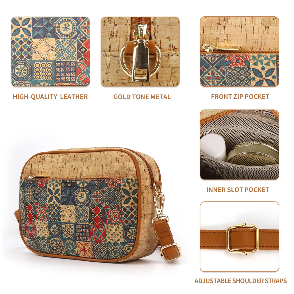 Bandolera vintage con estampado floral, bolso de mujer con estampado de corteza de árbol, bolso de hombro estilo étnico, versátil