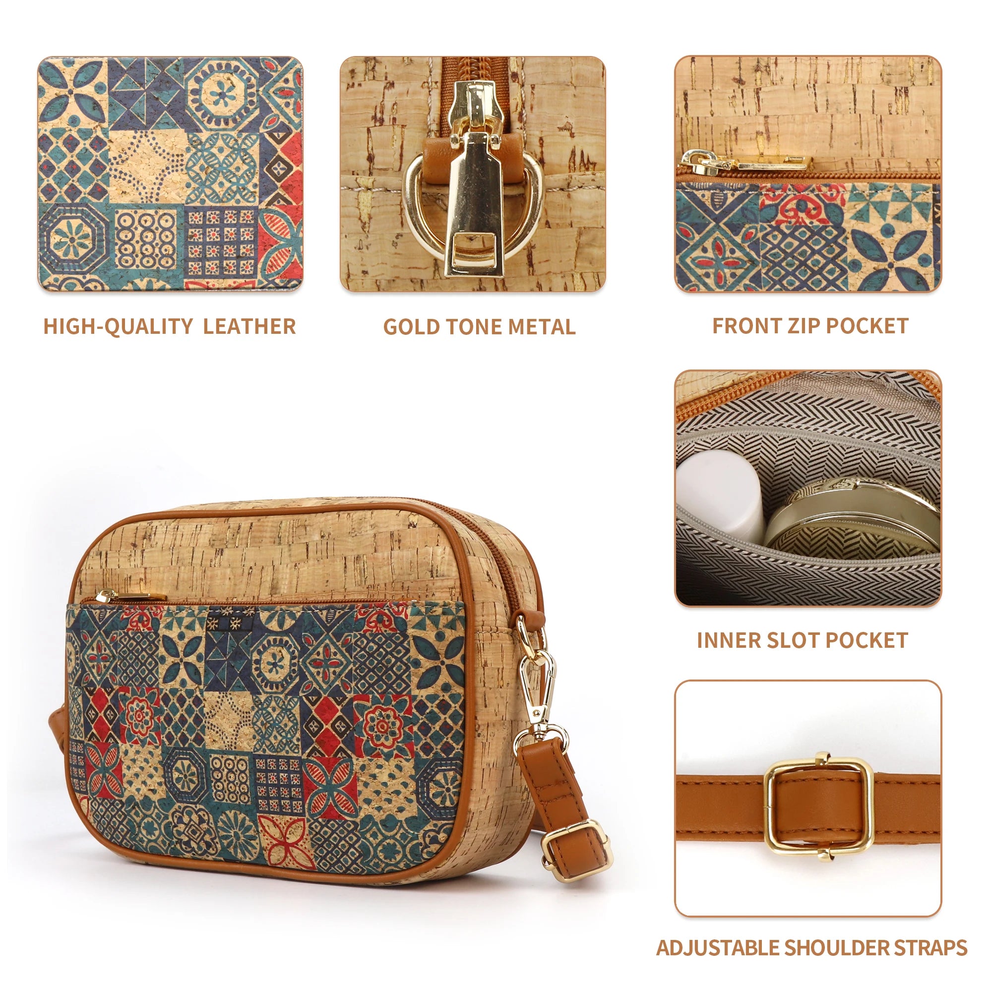 Vintage Flower Print Crossbody Bag, Women's Tree Bark Pattern Purse, Ethnic Style Shoulder Bag, Versatile