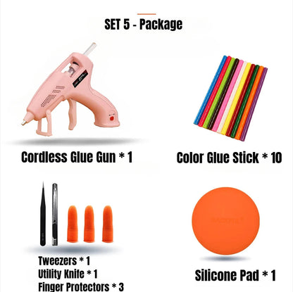 Mini Pink Rechargeable Hot Silicone Gun,7mm Portable Cordless Glue Gun 3.7V,60 Min Use,Type-C Charging, Kids DIY Crafts Tools ATOTOOL Store
