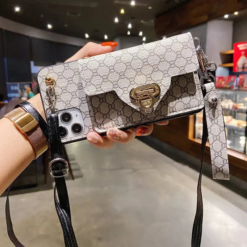 Nueva Bolsa de Lujo de Cuero para Teléfono con Billetera Cruzada para iPhone