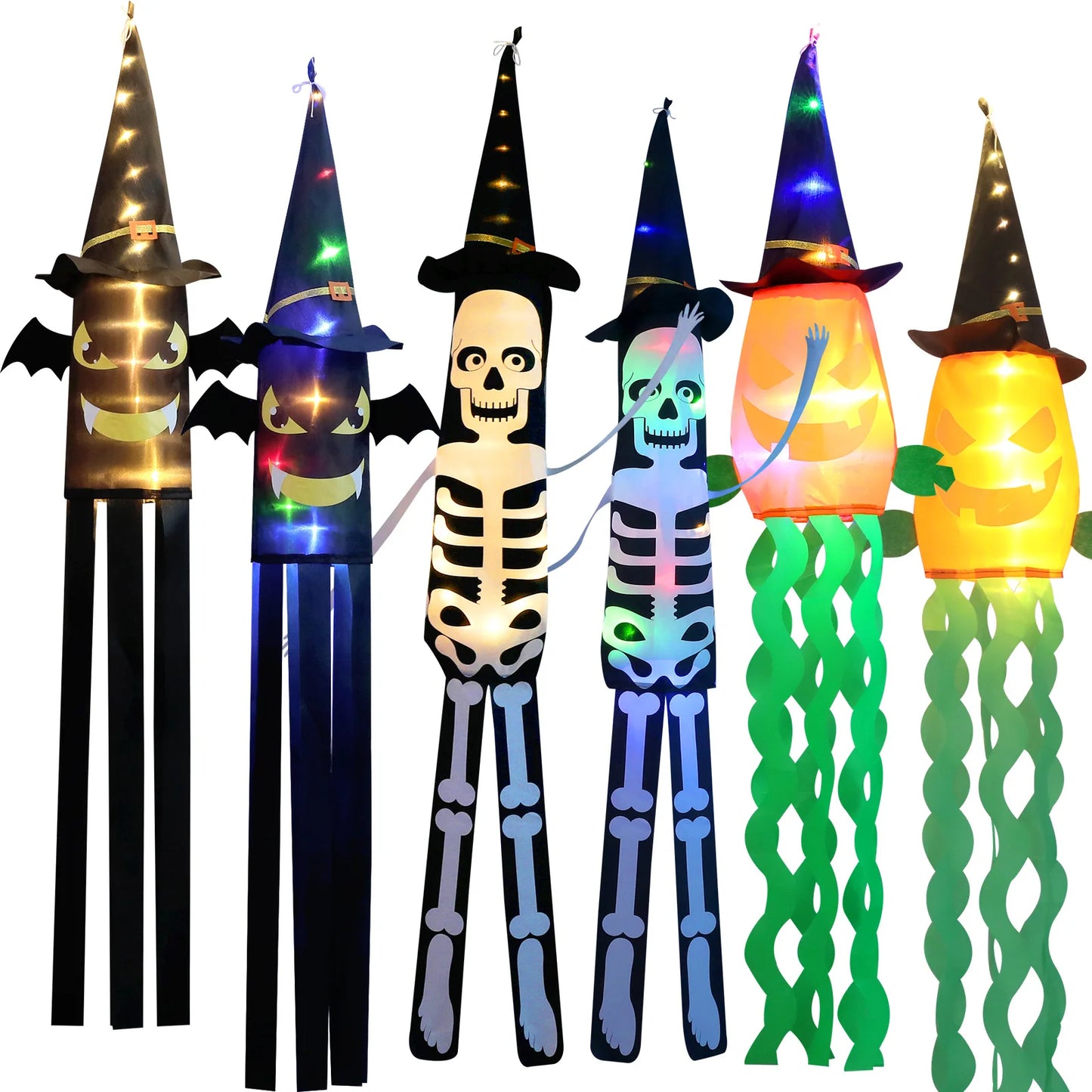 Halloween Hanging Decoration Witch Hats LED Black Light up Witch Hats for Indoor Outdoor Yard Garden Porch Halloween Decorations