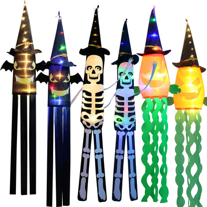 Halloween Hanging Decoration Witch Hats LED Black Light up Witch Hats for Indoor Outdoor Yard Garden Porch Halloween Decorations
