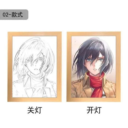 Attack On Titan Anime Figure Customized Night Light Painting Decor