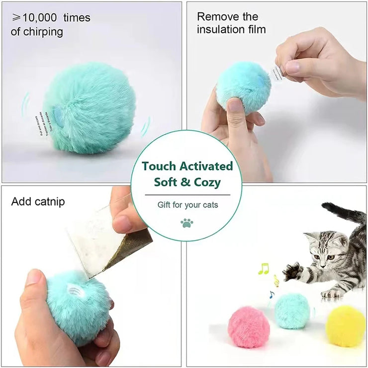 Interactive Ball Smart Cat Toys Plush Electric Catnip Training Toy