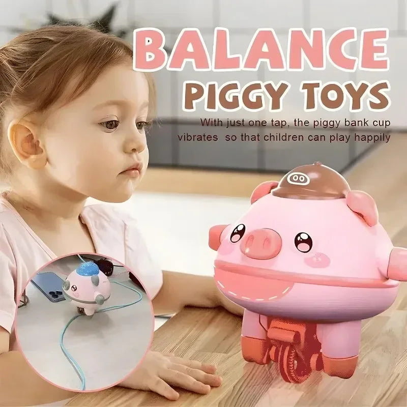 Funny Tumbler Balance Pig Gyroscope One Piece Unicycle Girl Boy Cute Novelty Tightrope Walking Black Technology Puzzle Toys BEIGNETS Toy Store