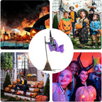 6 Foot Flying Witch Decoration, Halloween Props with Terrifying Sounds and Lights, Garden Lawn, Halloween Decoration Outdoor