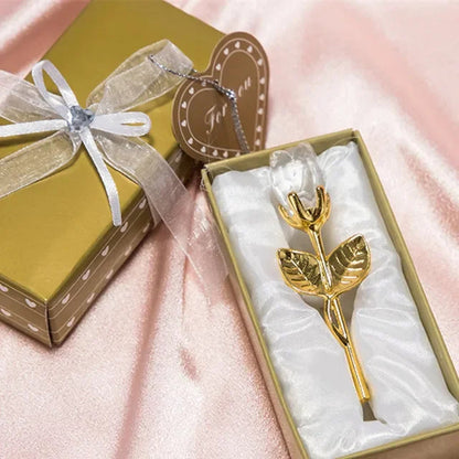 Valentines Day Gift Crystal Glass Rose Artificial Flower Silver Gold Rod Rose Flower for Girlfriend Wedding Gifts for Guest Shop1104358055 Store