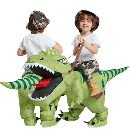 Inflatable Ride-On T-Rex Costume Blow-Up Dinosaur Suit for Halloween Cosplay Party Outfit Funny Animal Themed Dress-Up