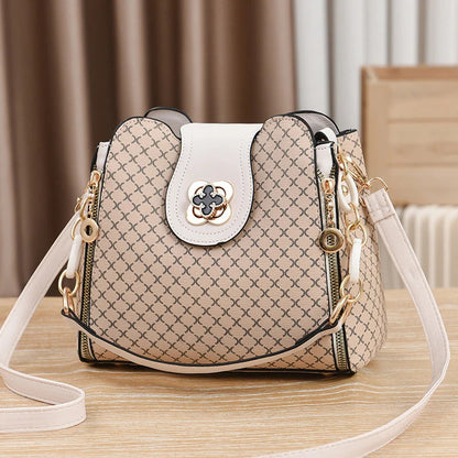 New Women Handbag Bag Luxury Design Bucket Shoulder Crossbody Bag Flip Check Print Large Capacity Single Shoulder Straddle Bag Yogodlns Outlet Store