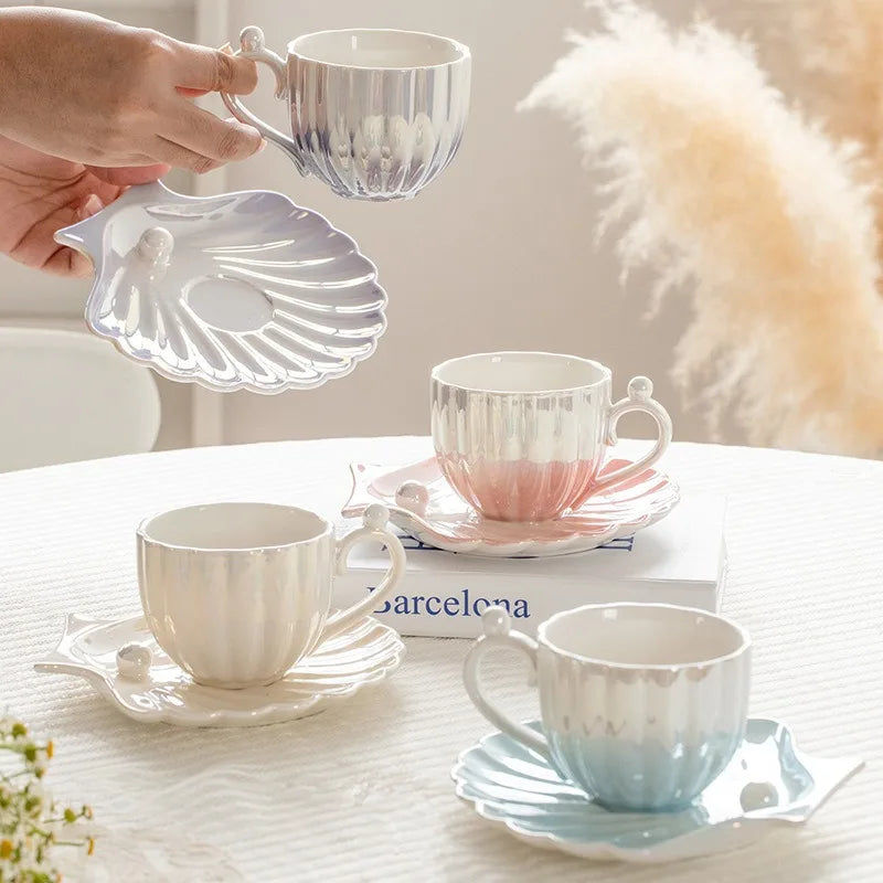 PearlShell™ Teacup Set 🐚🤍 Sip in Coastal Luxury