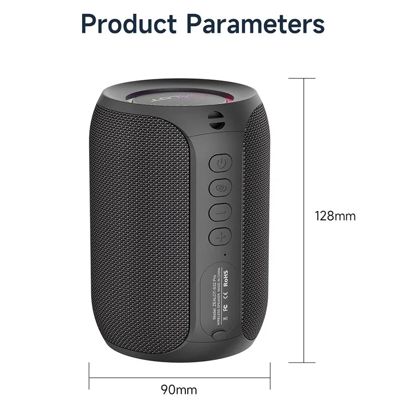 ZEALOT S32 Pro Bluetooth Speaker Wireless Subwoofer Mini Hifi Bass Stereo RGB Lights Support Micro SD Card AUX Play Microphone ZEALOT SY Speaker Store