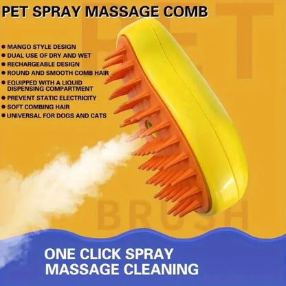 Mango Design Pet Spray Brush, Massage Bathing Comb For Dog & Cat