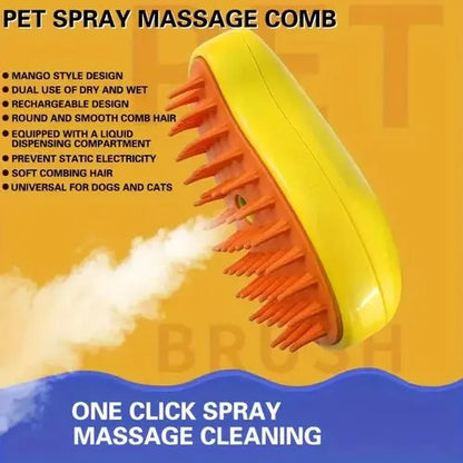 Mango Design Pet Spray Brush, Massage Bathing Comb For Dog & Cat