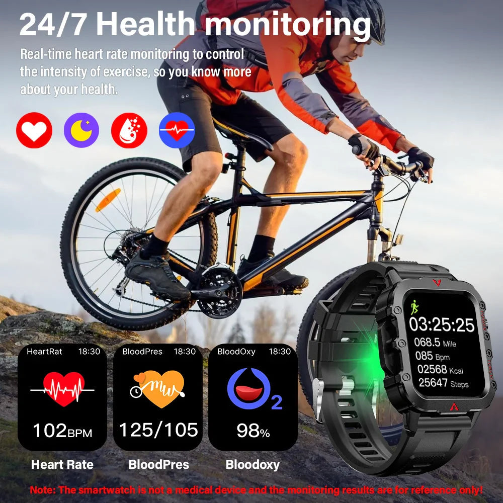 LAXASFIT Men Sports Smart Watch 1.71 Screen Blood Oxygen Bluetooth Talking Watch Multi Sport LED Flashlight Outdoor Smart Watch LAXASFIT Watch Store
