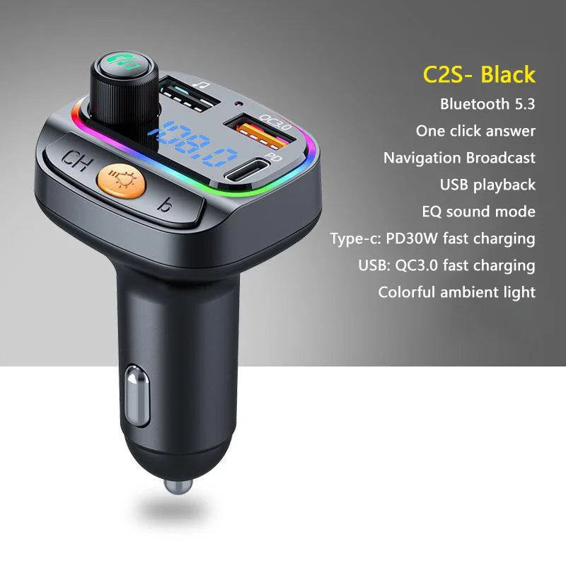 C1 Car Mp3 Player - Bluetooth 5.3 FM Transmitter Handsfree Car AUX Radio Modulator